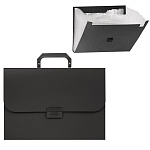 Папка-портфель " Attomex " А4 6 отделений, черный, на замке, пластик 0,7мм, текстура поверхности- песок, непрозрачный