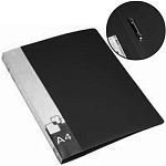 Папка 2 кольца " Бюрократ " А4 40мм черная, пластик 0,7мм, бумажная вставка во внешний кармашек