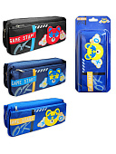 Пенал " KWELT " 1 отделение 200*95*70мм, Game start, внешний карман на молнии, цвет - ассорти (без возможности выбора цвета), текстиль, блистер, европодвес