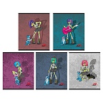 Тетрадь А5 48л клетка " ПЗБМ " Зомби-девчонки, офсет, на скобе, обложка - мелованный картон, УФ-лак, 5 дизайнов в спайке