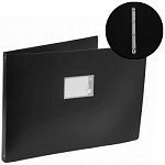 Папка 4 кольца " Бюрократ " БОЛЬШОЙ ФОРМАТ А3 27мм черная горизонтальная, пластик 0,7мм, бумажная вставка во внешний кармашек