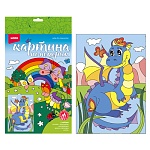 Картина по номерам " Lori " 20*28,5см Озорной дракончик, состав набора: основа на картоне с контуром, краски, кисть, палитра, инструкция, картонная упаковка, европодвес