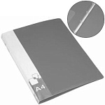 Папка 4 кольца " Бюрократ " А4 27мм серая, пластик 0,7мм, бумажная вставка во внешний кармашек