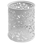 Стакан " KWELT " 8*9,5см, металлический ажурный, цветы, круглый, белый