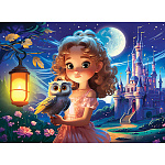 Пазлы " Рыжий кот " 160элементов Принцесса с совой 33*23,7см, картонная упаковка 25,4*18,2*4,2см