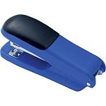 Степлер №24/6, 26/6 на 20л " Attomex " 80скоб №24/6, 100скоб №26/6, пластиковый, противоскользящая резиновая вставка, два режима скрепления скоб, глубина закладки 50мм, металлический механизм подачи скоб, синий, картонная упаковка