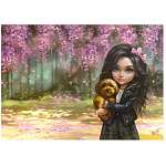 Клеёнка для уроков труда и творчества " Феникс " 500*700мм Брюнетка с собачкой, ПВХ, плотность 130мкм, пакет, европодвес