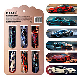 Набор магнитных закладок " Mazari " Авто, 58*20мм, 6шт, ассорти (без возможности выбора дизайна), пакет, европодвес