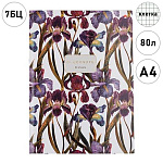 Блокнот БОЛЬШОЙ ФОРМАТ А4 7БЦ 80л " Альт " Flora. Ирисы, клетка, обложка- глянцевый ламинированный картон, сшивка