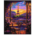 Картина по номерам " Lori " 40*50см Закат над парижем, состав набора: холст с контуром на подрамнике, краски, 3 кисти, вспомогательный лист, акриловый лак, крепления, инструкция, картонная упаковка