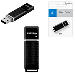 Флеш-диск " SmartBuy " 4GB Quartz черный USB 2.0