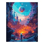 Картина по номерам " Lori " 40*50см Другой мир, состав набора: холст с контуром на подрамнике, краски, 3 кисти, вспомогательный лист, акриловый лак, крепления, инструкция, картонная упаковка, европодвес