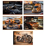 Альбом А4 48л " Hatber " Autotravel (ассорти), на скобе, обложка- мелованный картон, блок-офсет- 100г/м2, 1 дизайн в спайке, 5 дизайнов в коробке