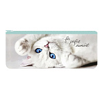 Пенал-косметичка " Пчелка " К-221 1 отделение 200*80*30мм Голубоглазая кошечка, на молнии, печать на ткани