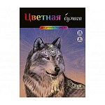 Бумага цветная А4 мелованная 8л 8цв " Альфа-Тренд " Волк и ключи, на скобе, 200*275мм