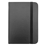 Бизнес-блокнот МАЛЫЙ ФОРМАТ А7 на резинке, искусственная кожа 80л " KWELT " Черный, линия, сшивка, тонированный блок, скругленные углы