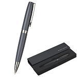 Ручка подарочная шариковая автоматическая " Bruno Visconti " Sorrento синяя 1,0мм, толщина письма 0,7мм, поворотный механизм, корпус- металл, покрытие прозрачный лак, цвет корпуса серый, металлический клип, подарочная упаковка