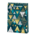 Пакет бумажный " Мир открыток " 13,5*18*6см Разноцветные треугольники, ламинированный