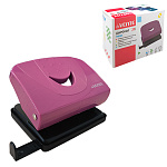 Дырокол на 20л " deVente " Trend металл/пластик, встроенная линейка со шкалой, съемный поддон для конфетти, брусничный