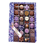 Пакет бумажный " Мир открыток " 18*22,7*10см Коробка конфет и сиреневые цветы, ламинированный