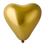 Шар латексный фигурный хром 12"/30см Сердце Gold