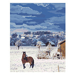 Картина по номерам " Lori " 40*50см Зимний пейзаж, состав набора: основа на картоне с контуром, акриловые краски, кисть, вспомогательный лист, акриловый лак, инструкция, картонная упаковка, европодвес