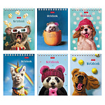 Блокнот МАЛЫЙ ФОРМАТ А6 спираль сверху 40л " Hatber " Узнай себя! Выпуск №1 (ассорти), клетка, обложка - мелованный картон, УФ-лак, 6 дизайнов