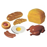 Игровой набор " Совтехстром " Продукты, в наборе: хлеб, батон, круассан, плюшка, яичница, курица, 2 сосиски, яйцо, пакет 21*16*8см