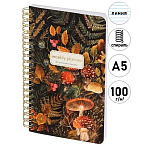 Ежедневник недатированный А5 120*180мм " Bruno Visconti " 72л Flora. Forest fairy tale, линия, обложка- картон, золотая спираль, белый офсет 100г/м2, печать в 2 краски, скругленные углы, индивидуальна упаковка