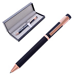 Ручка шариковая " Mazari " Elatio Rg синяя 0,7мм сменный стержень 98мм, пулевидный пишущий узел, поворотный механизм, металлический корпус, упаковка - футляр