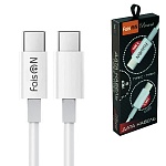Кабель сетевой Type-C - Type-C " FaisON " К-HX51 Present белый, круглый, 1м, 5,0А, ABS пластик