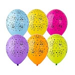 Шар латексный шелкография 14"/36см Улыбка Звезда, ассорти 6 цветов, 1 дизайн