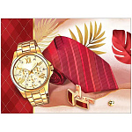Конверт для подарочного сертификата " Праздник " 170 Мужской- Часы, красный галстук, запонки, 100*74мм, глянцевый УФ-лак, без текста