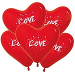 Шар латексный с рисунком " KWELT " 12"/30см в форме сердца  LOVE