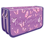 Пенал " Пчелка " ПО-509 2 отделения 105*190*30мм, Розовые бабочки