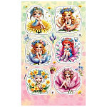 Наклейки " Мир открыток " 0-11 А6 Весенние девочки, без отделки