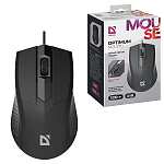 Мышь " Defender " MB-270 PRO Optimum проводная оптическая, 3 кнопки, черная, 1200 DPI, кабель USB 1,8м