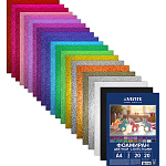 Фоамиран " deVente " А4 20л 20цв 2мм с блестками, пластиковый пакет, европодвес