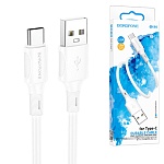 Кабель сетевой USB - Type-C " Borofone " BX80 белый, круглый, 1м, 3,0А, силикон