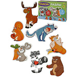 Пазлы " Рыжий кот " Макси. 22элементов Дикие животные, 7 пазлов, 22 детали, картонная упаковка 19*4*14см