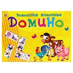Игра настольная 3+ " Рыжий кот " Домино Домашние животные, состав: 28 фишек с картинками 3,5*7см, картонная упаковка 19*14*3см