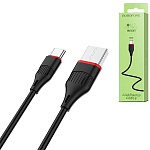Кабель сетевой USB - Type-C " Borofone " BX17 Enjoy черный, круглый, 1м, 3,0А, силикон