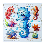 Пазлы деревянные " Задира " 20элементов Морской конек, деревянная рамка 20*20*0,5см, термоусадочная пленка