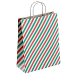 Пакет Новогодний бумажный " ПЗБМ " 25*22*12см Новый год 4, Широкая полоса, крученые ручки